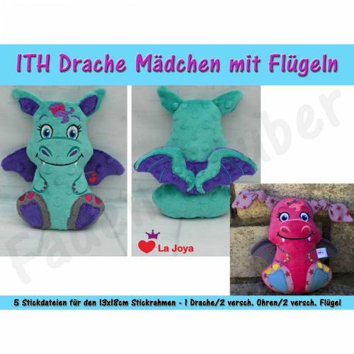Drache Mädchen ITH Größe M für den 13x18cm Rahmen