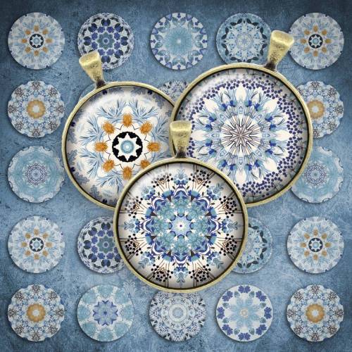 189 - Cabochon Vorlagen, 25mm 18mm 14mm 12mm, rund, Cabochon Motive, Bottle Cap images Mandala Mosaik Kaleidoskop 