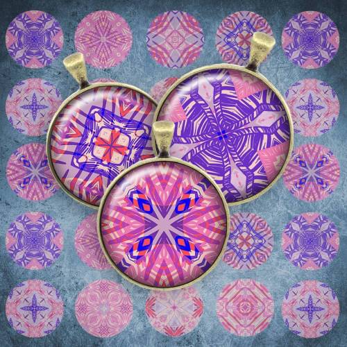 124 - Cabochon Vorlagen, 25mm 18mm 14mm 12mm, rund, Cabochon Motive, Bottle Cap images Mandala Mosaik Kaleidoskop