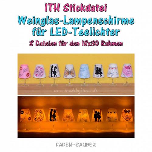 LED-Teelicht Weinglasschirme ITH für 18x30 Rahmen
