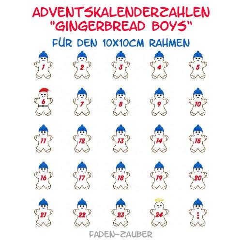 Adventskalenderzahlen Gingerbread Boys 10x10