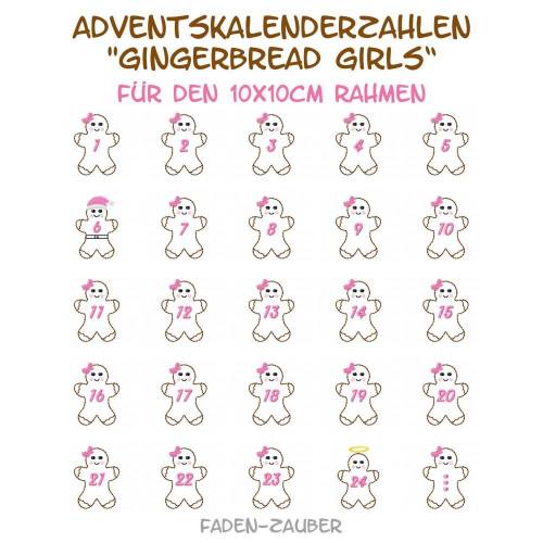 Adventskalenderzahlen Gingerbread Girls 10x10