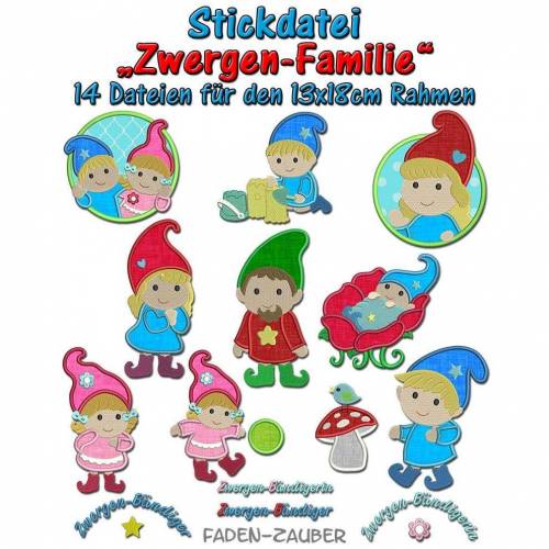 Zwergen-Familie - Motive für den 13x18cm Rahmen