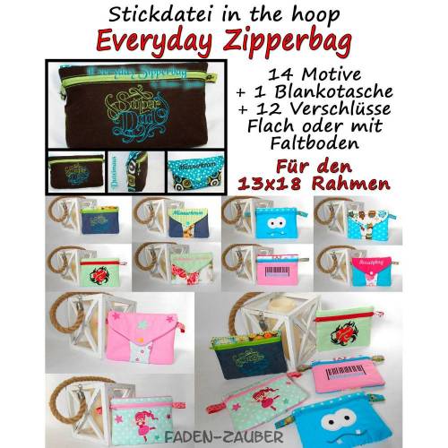 Everyday Zipperbags Taschen - ITH 13x18cm Rahmen