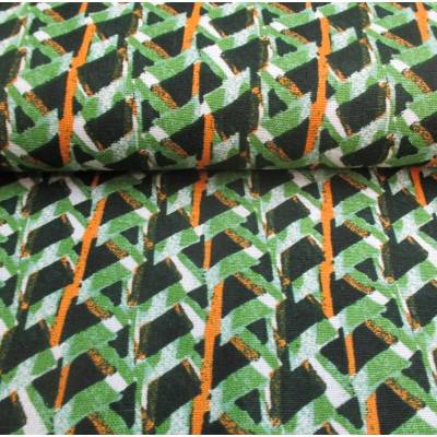 Leinen -Viskose  Sommerstoff Ethno  grün Töne(1m/13,-€)