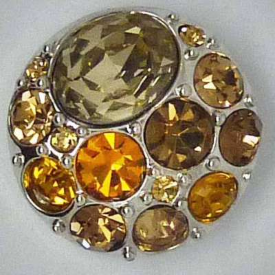 Druckknopf, brauner Strass, 20mm