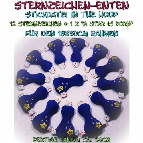 Sternzeichen-Enten Set Größe XL für 18x30cm Rahmen