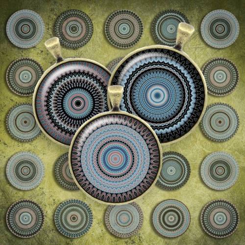 234 - Cabochon Vorlagen, 25mm 18mm 14mm 12mm, rund, Cabochon Motive, Bottle Cap images Mandala Mosaik Kaleidoskop