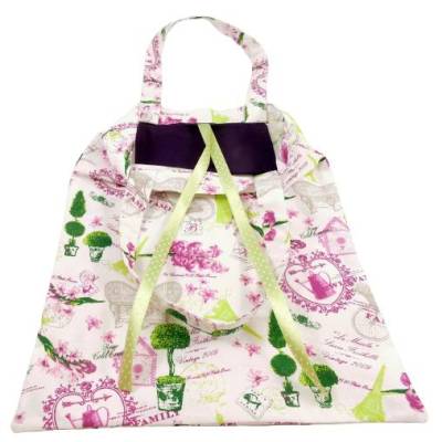 Einkaufstasche Stoffbeutel weiß grün pink beige lila Blumen handmade