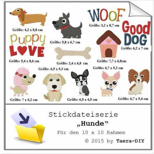 Stickdateiserie Hunde S 70