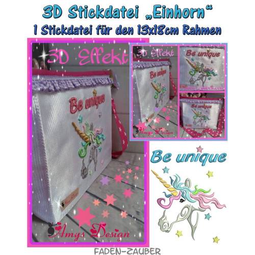 3D Einhorn für den 13x18cm Rahmen