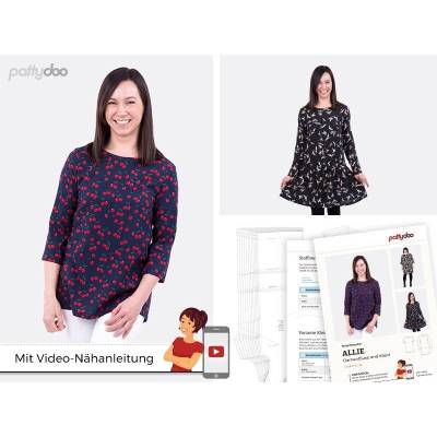 Papierschnittmuster Allie Damen Bluse + Kleid  by pattydoo Gr 32- 54 (1 Stück/11,- €)