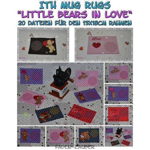 Mug Rugs Little bears in love für 13x18cm Rahmen