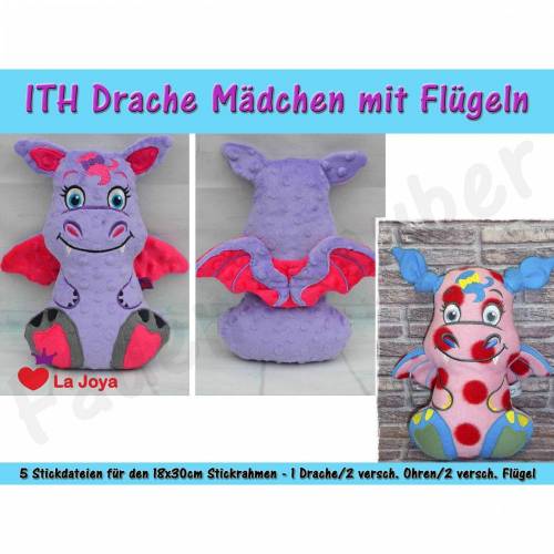 Drache Mädchen ITH Größe XL für den 18x30cm Rahmen