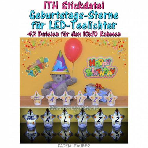 LED-Teelicht Sterne Geburtstag für 10x10cm Rahmen