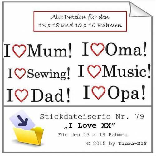Stickdateiserie  I love XX S79
