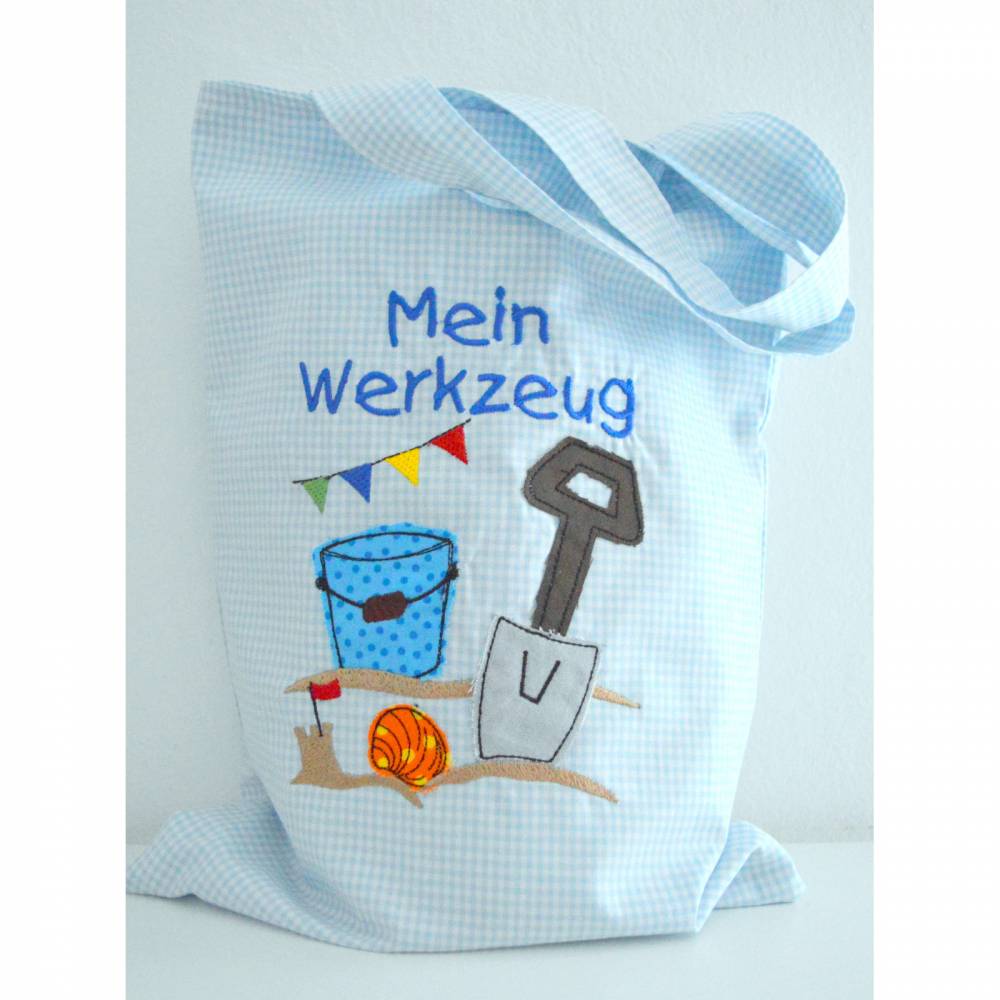 Stickdatei Sandkasten Sandspielzeug Mein Werkzeug 13x18cm Bild 2