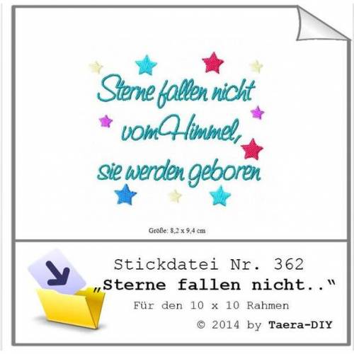 Stickdatei 362 "Sterne fallen nicht.."