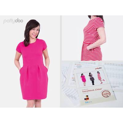 Papierschnittmuster Chloe Sweat Kleid  by pattydoo Gr 32- 54 (1 Stück11,- €)