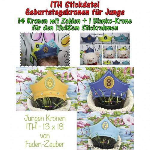 Geburtstagskronen für Jungen ITH für 13x18 Rahmen