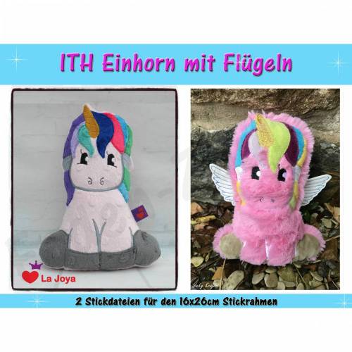 Einhorn in the hoop Größe L 16x26cm Rahmen