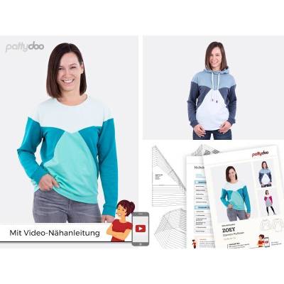 Papierschnittmuster Pullover Zoey Colourblock-Pullover  by pattydoo Gr 32- 54 (1 Stück/11,- €)