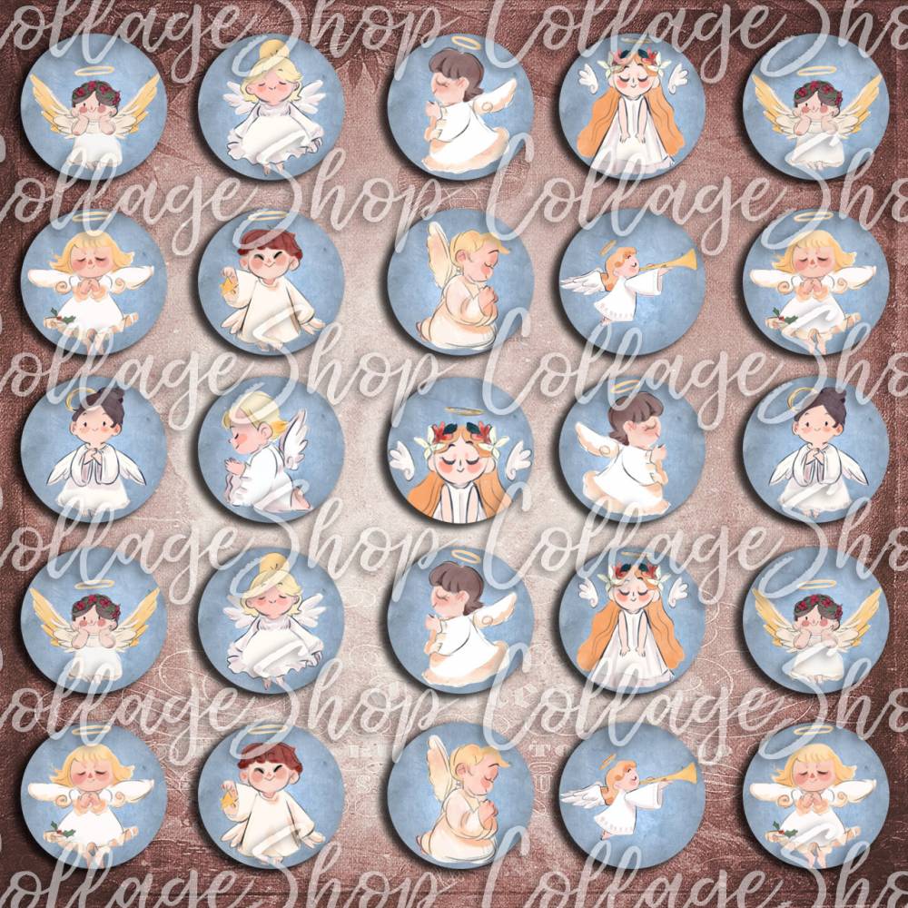 164 - Cabochon Vorlagen, 25mm 18mm 14mm 12mm, rund, Cabochon Motive, Bottle Cap images Engel Weihnachten Bild 2