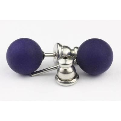Kugelohrstecker, Polarisperle, dunkelblau matt, 8mm