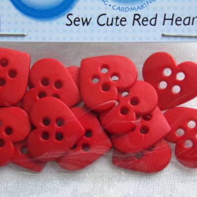 Dress it up Knöpfe  rote Herzen  (1 Pck.)   Sew Cute Red Hearts