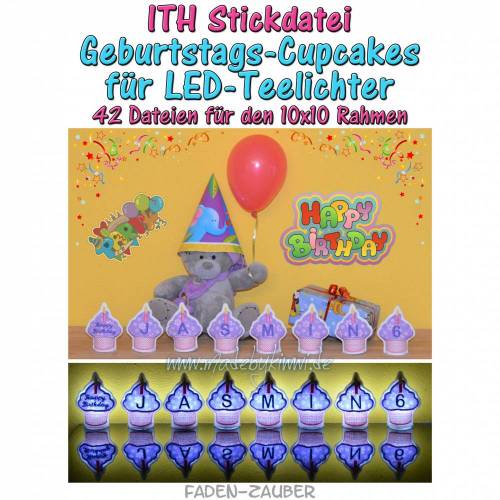 LED-Teelicht Cupcakes Geburtstag für 10x10 Rahmen