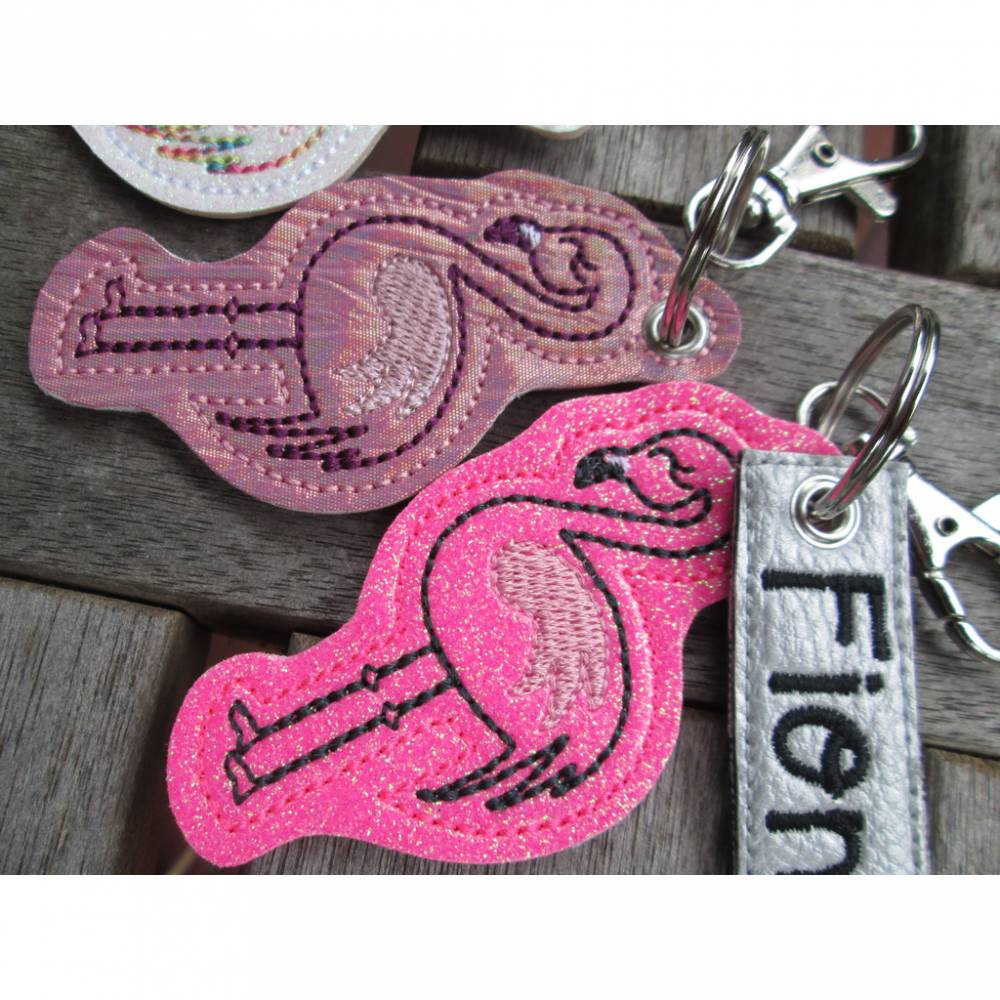 FLAMINGO Schlüsselanhänger pink Taschenanhänger personalisierbar mit Name/kurzemText Bild 3