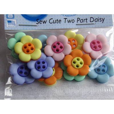 Dress it up Knöpfe   Blumen - bunt  (1 Pck.)     Sew Cute Two Part Daisy