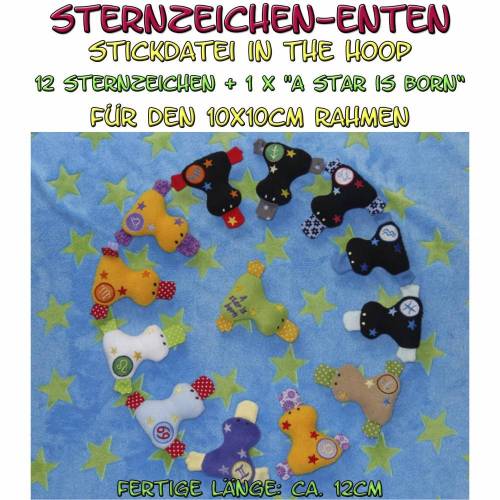 Sternzeichen-Enten Set Größe S für 10x10cm Rahmen