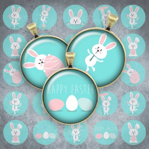 128 - Cabochon Vorlagen, 25mm 18mm 14mm 12mm, rund, Cabochon Motive, Bottle Cap images Ostern Hase