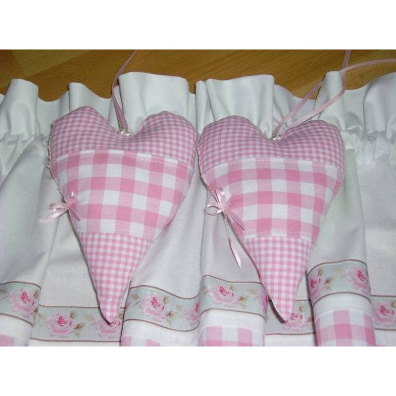 2  Stoff Herzen XL  Karo in Rosa Patchwork Landhaus Bild 2