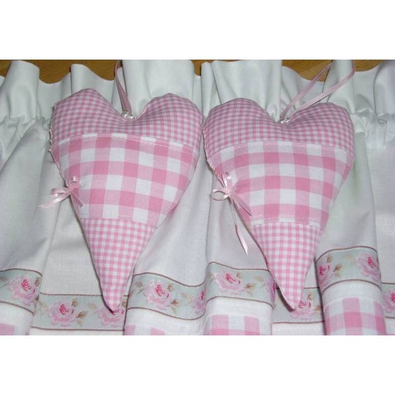 2  Stoff Herzen XL  Karo in Rosa Patchwork Landhaus Bild 4