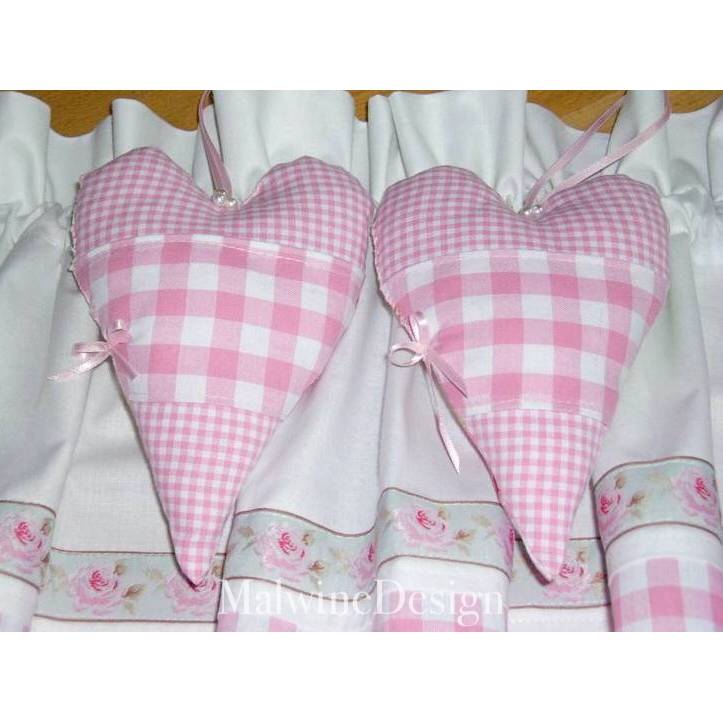 2  Stoff Herzen XL  Karo in Rosa Patchwork Landhaus Bild 6