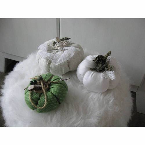 3er Set. Deko Stoff Kürbisse Shabby im Landhaus