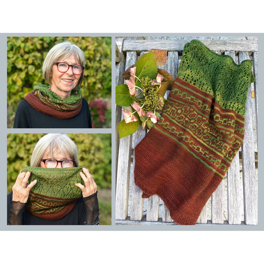 Strickanleitung Loop mit Mosaik- und Lacemuster Hyben Cowl Bild 3