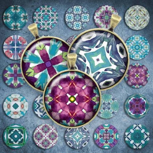 116 - Cabochon Vorlagen, 25mm 18mm 14mm 12mm, rund, Cabochon Motive, Bottle Cap images Mosaik Mandala Kaleidoskop