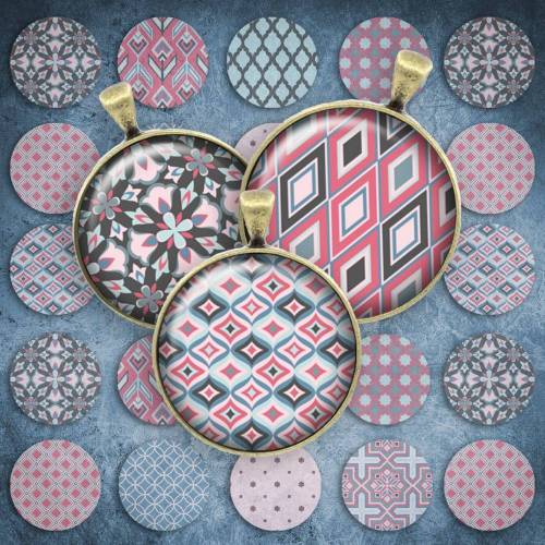 058 - Cabochon Vorlagen, 25mm 18mm 14mm 12mm, rund, Cabochon Motive, Bottle Cap images Muster Mandala geometrisch