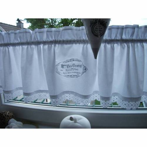 Landhausgardine, Vorhang, Gardine, Weiß im Französischen Stil
