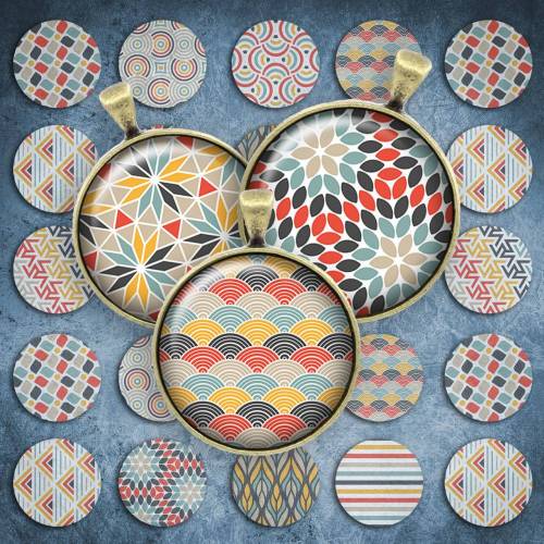 212 - Cabochon Vorlagen, 25mm 18mm 14mm 12mm, rund, Cabochon Motive, Bottle Cap images geometrisch Mandala