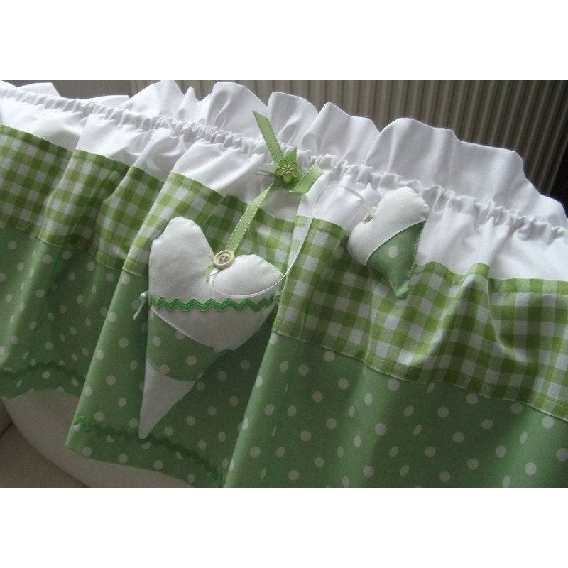 Scheibengardine Vorhang Karo Dot's Grün Weiß Landhausstil