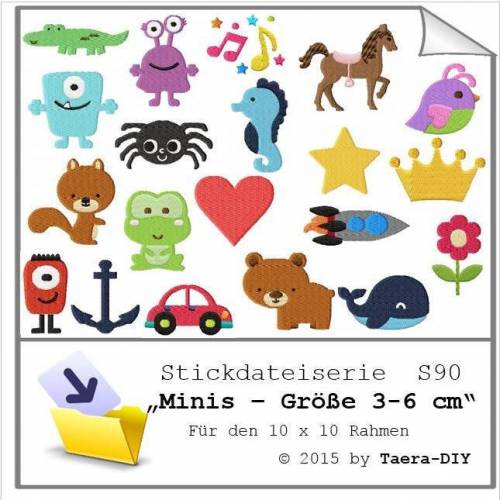 Stickdateiserie Minis für Puschen S90