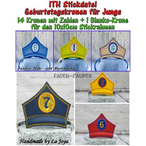 Geburtstagskronen für Jungen ITH für 10x10 Rahmen