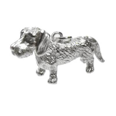 Dackel Anhänger Silber 925 Rauhaar Teckel Hunde Silberanhänger ca. 18g