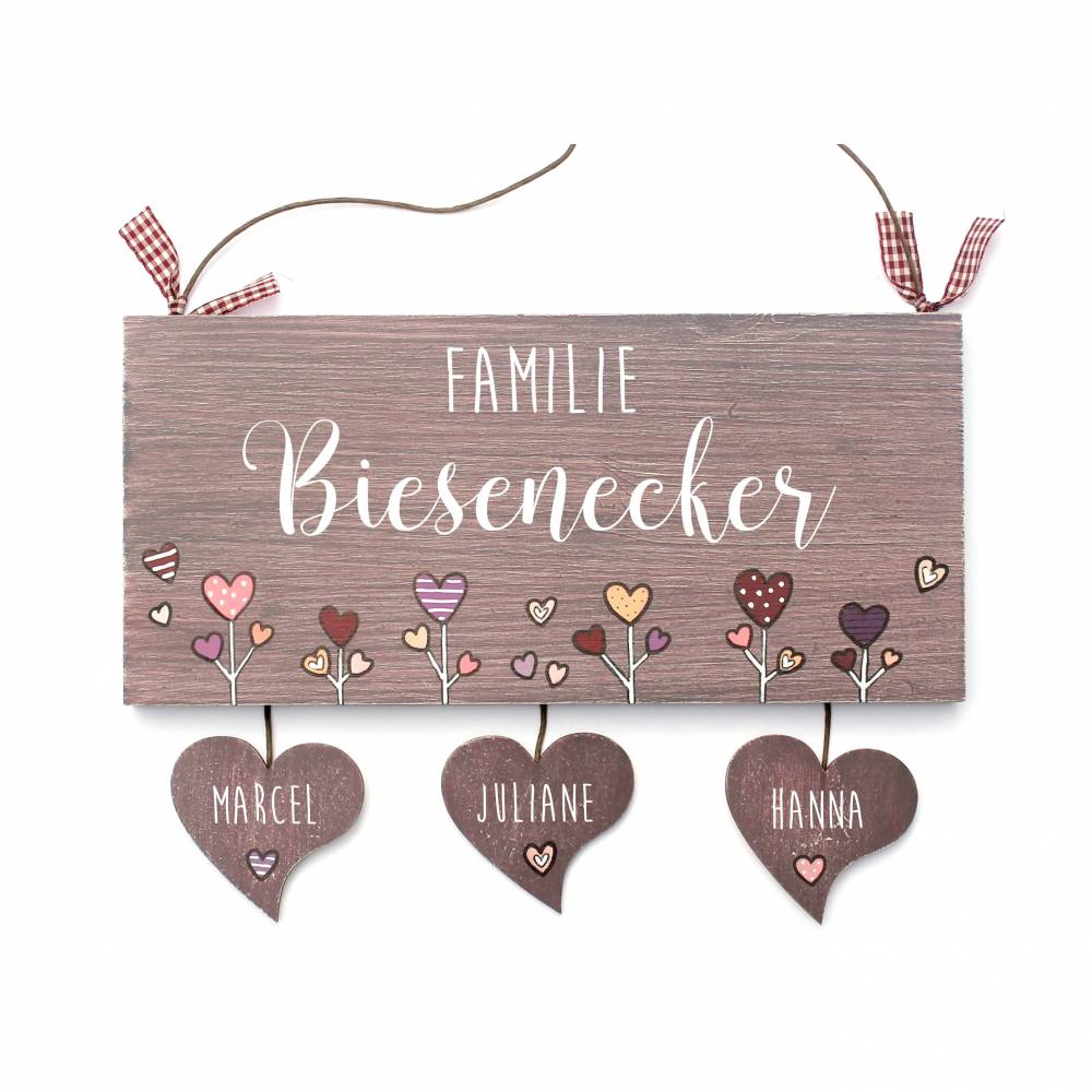 ausgefallenes Hochzeitsgeschenk für das Brautpaar, Türschild Familie personalisiert mit Namen, Geschenk zur Hochzeit, individuell, besonders, einzigartig, wetterfest, einmalig Bild 1