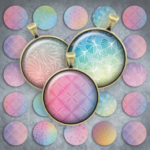 213 - Cabochon Vorlagen, 25mm 18mm 14mm 12mm, rund, Cabochon Motive, Bottle Cap images pastell Blätter Muster 