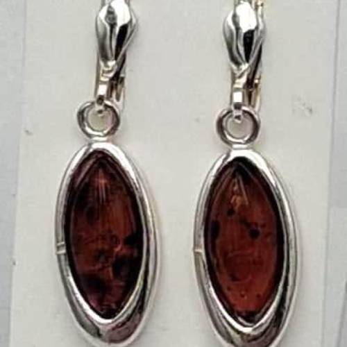 Bernstein Ohrhänger (Tropfenform/Oval) – 925 Sterling Silber mit Brisur